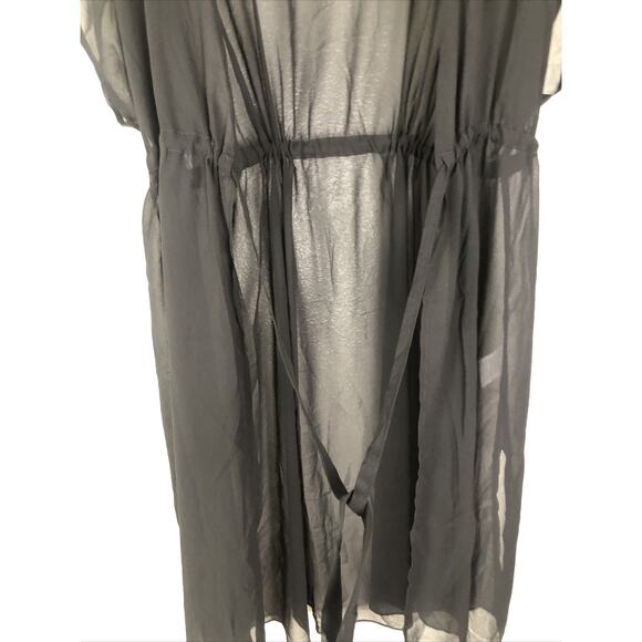 Ekouaer Women's Chiffon Sheer Cardigan Cover Ups Drawstring Black Size XL - Picture 5 of 10